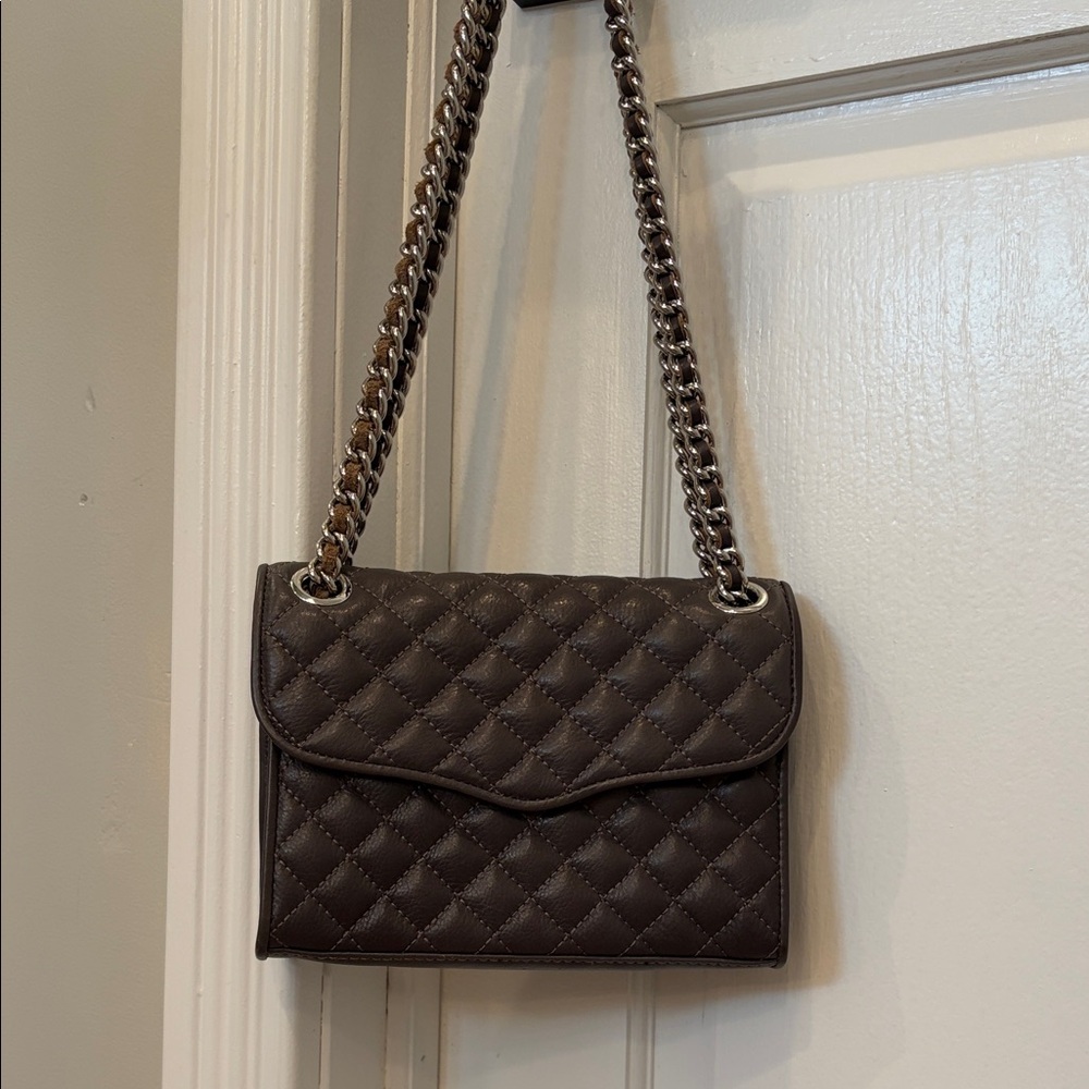 Rebecca Minkoff Gray Leather Quilted Chain Strap Shoulder/Crossbody Bag